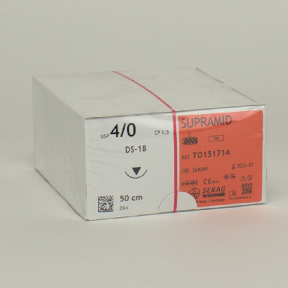 Supramid sort 4/0 DS-18, 24 stk.