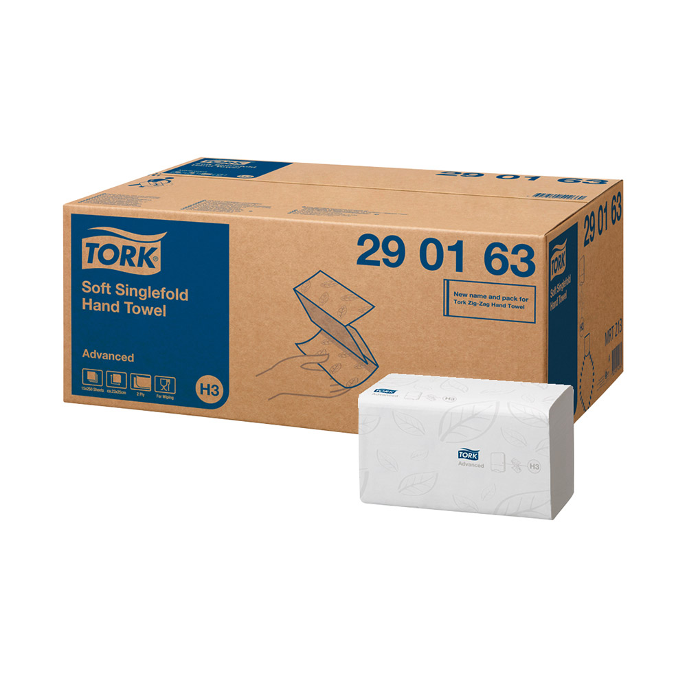 Tork Advanced H3 hvid ZZ 2-lags 25 x 23, kasse
