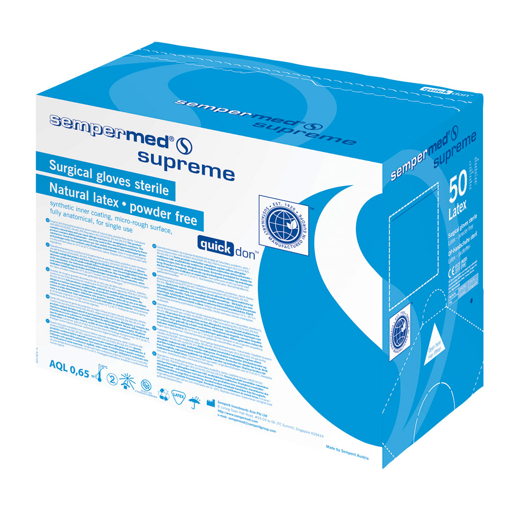 Sempermed Supreme operationshandske pudderfri str. 8,5, 50 par