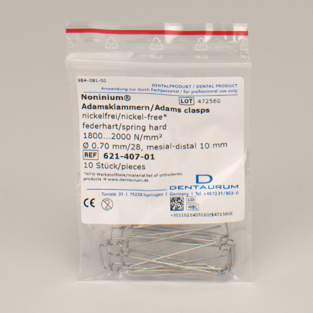 Adamsklammer Noninium 0,7 mm 10 mm, 10 stk.