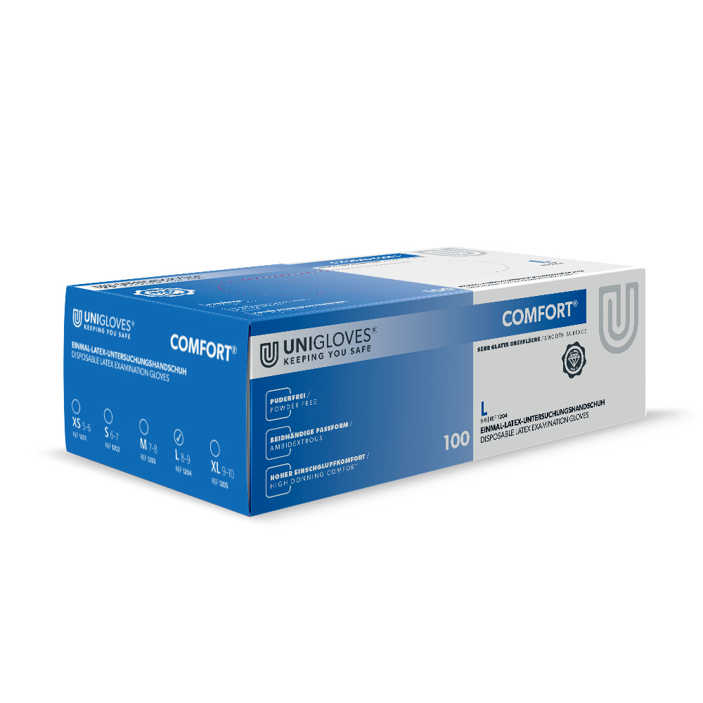 Comfort Latex handsker, pudderfri S, 100 stk.