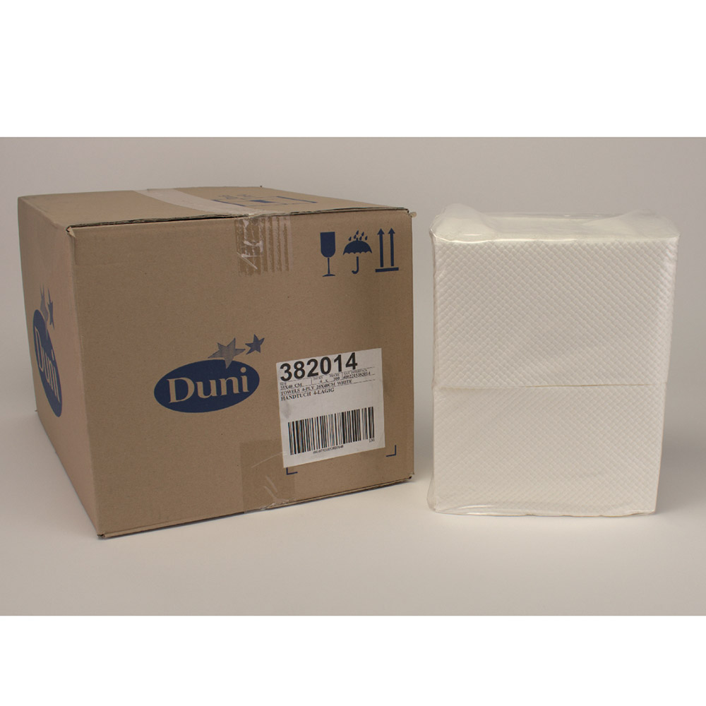 Duni hvidt håndklæde 25 x 40 cm, 4-lags, 4 x 100 stk.