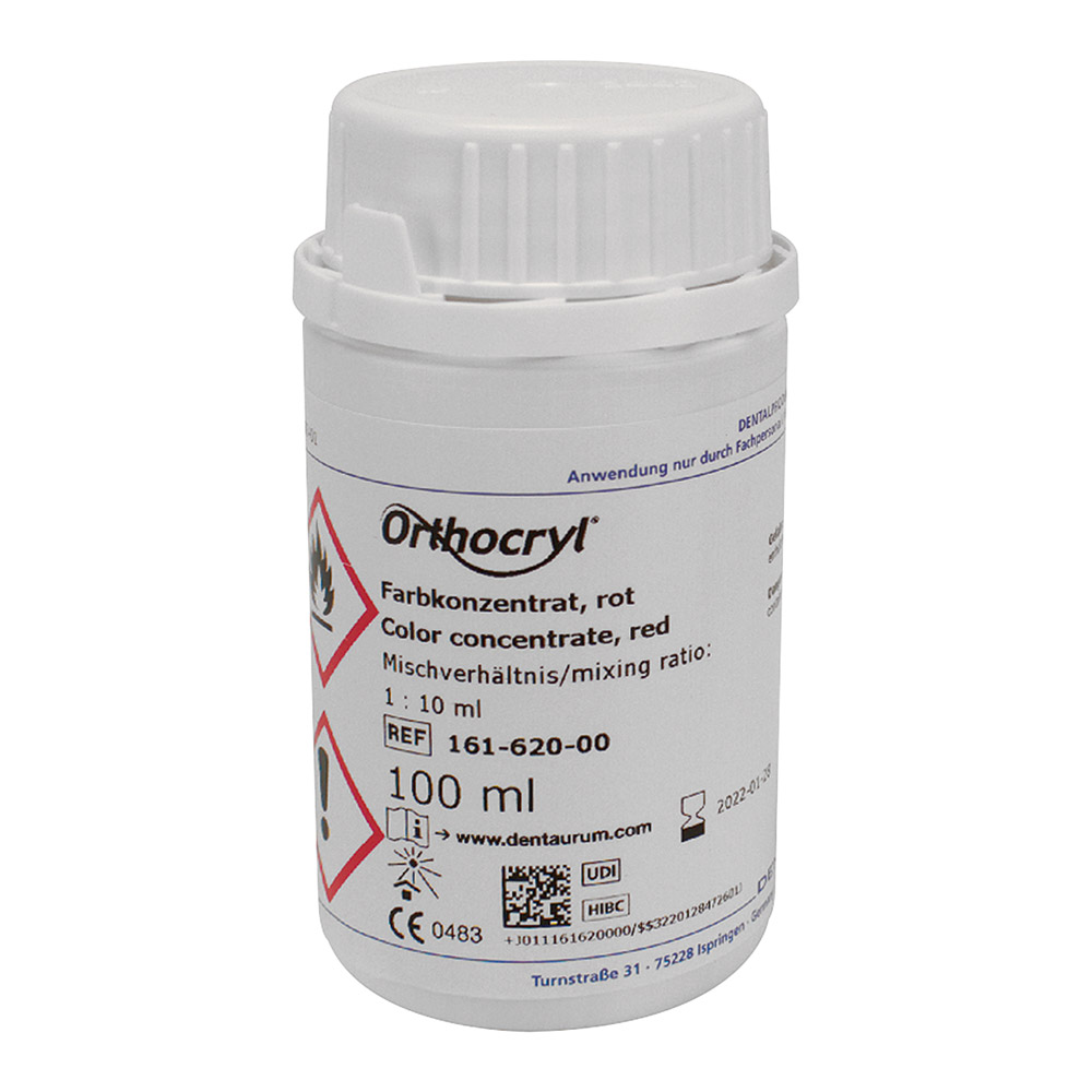 Orthocryl farvekoncentrat rød, 100 ml
