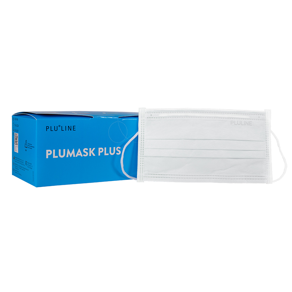 PLUMASK PLUS mundbind hvid, 50 stk.