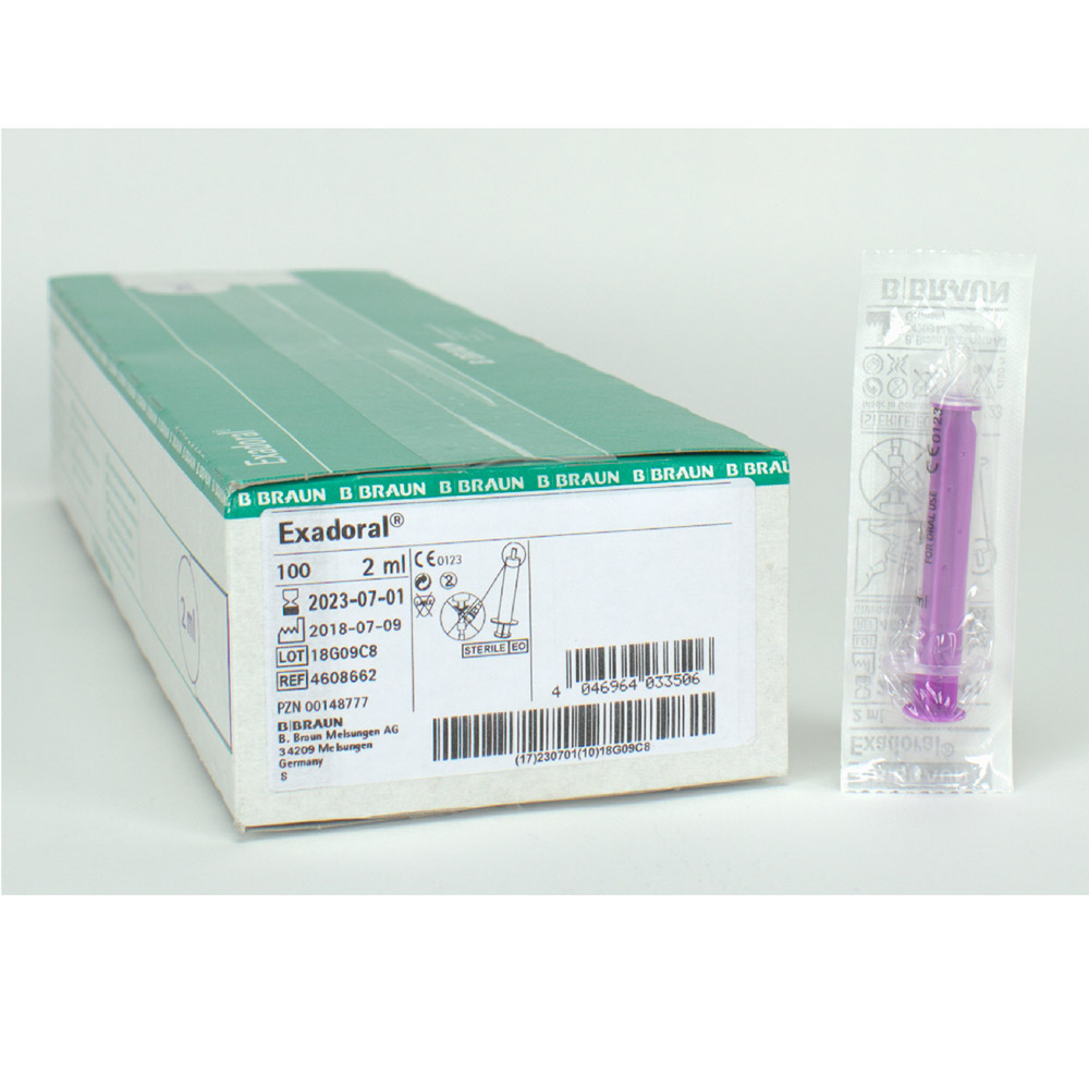 Exadoral engangssprøjte 2 ml steril, 100 stk.