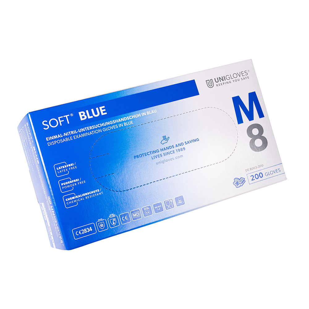 Soft Blue nitrilhandsker latexfri M, 200 stk.