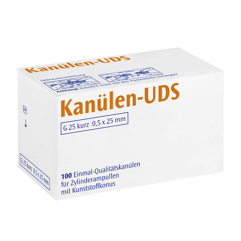 UDS-canule G25 kort 0,5 x 25 mm oranje, 100 stuks
