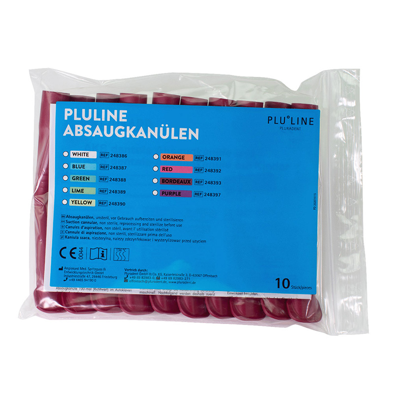 PLULINE Zuigcanules bordeaux, 10 stuks