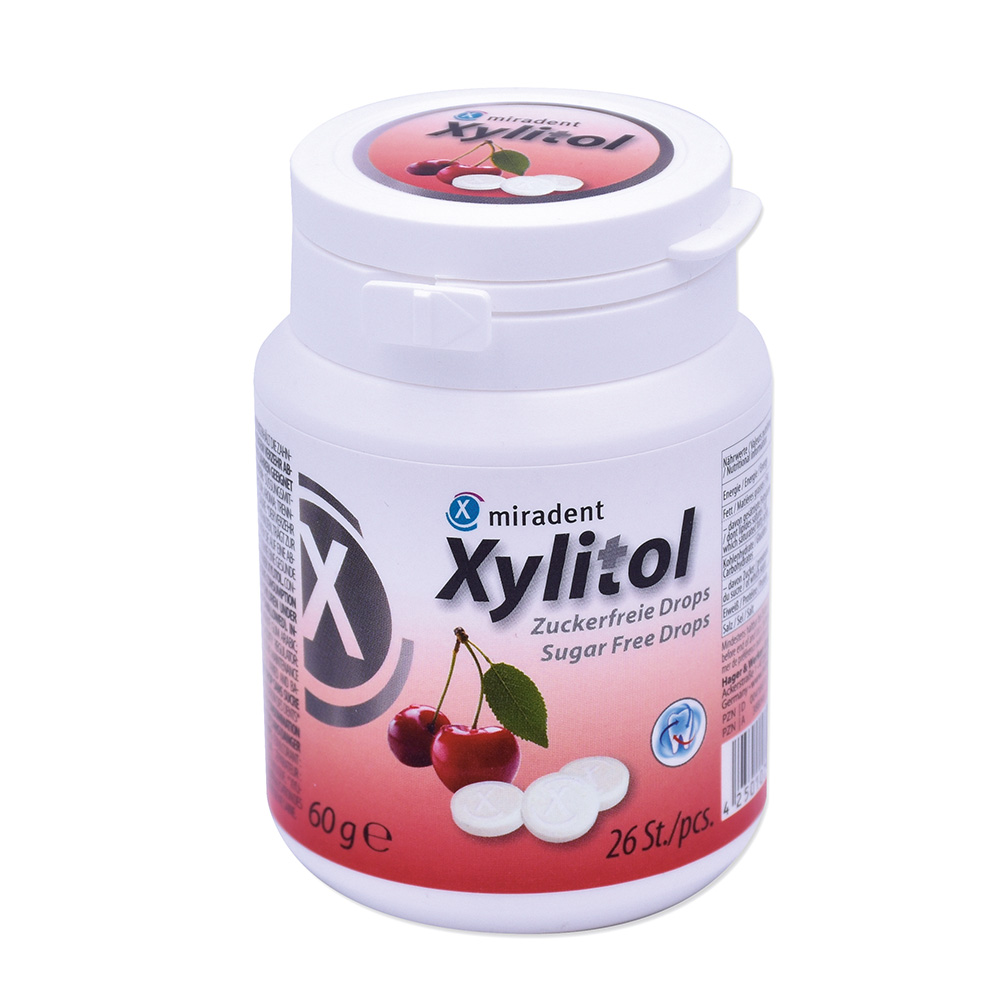miradent Xylitol Druppels Kers, 60g verpakking