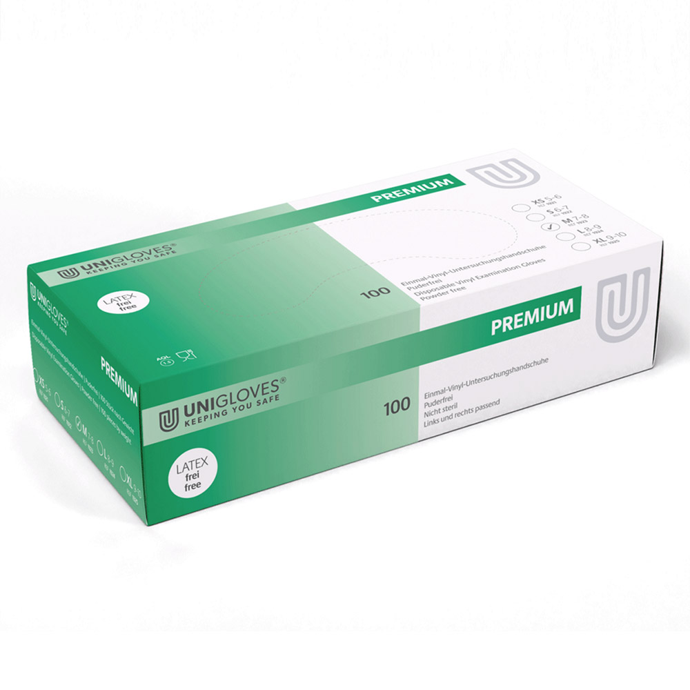 Premium Vinyl handschoenen poedervrij M, 100 stuks