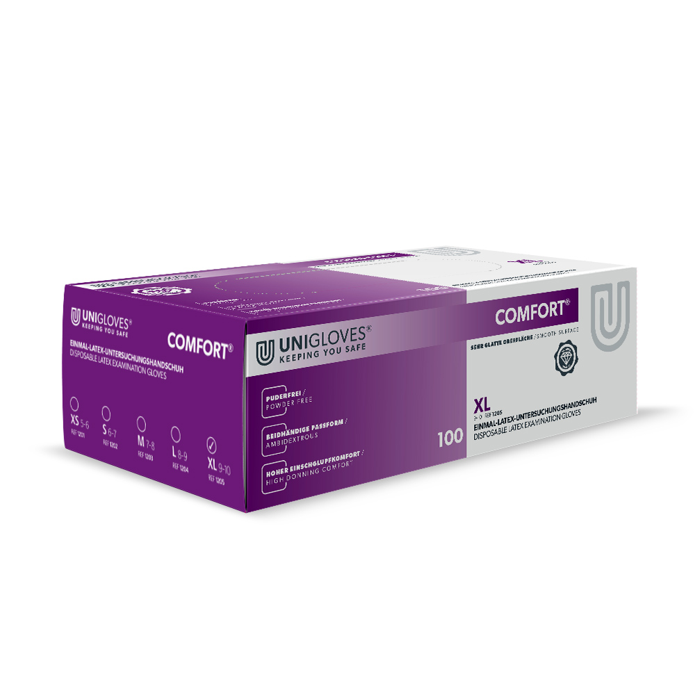 Comfort Latex Handschoenen poedervrij XL, 100 stuks