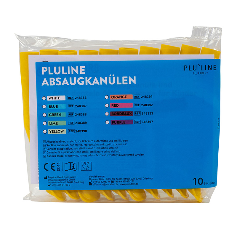 PLULINE AFZUIGCANULES geel, 10 stuks