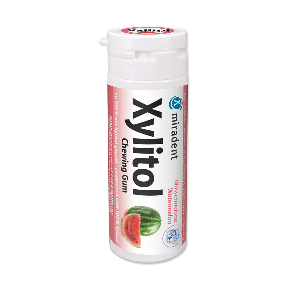 miradent Xylitol Kauwgom meloen, 30 stuks doos