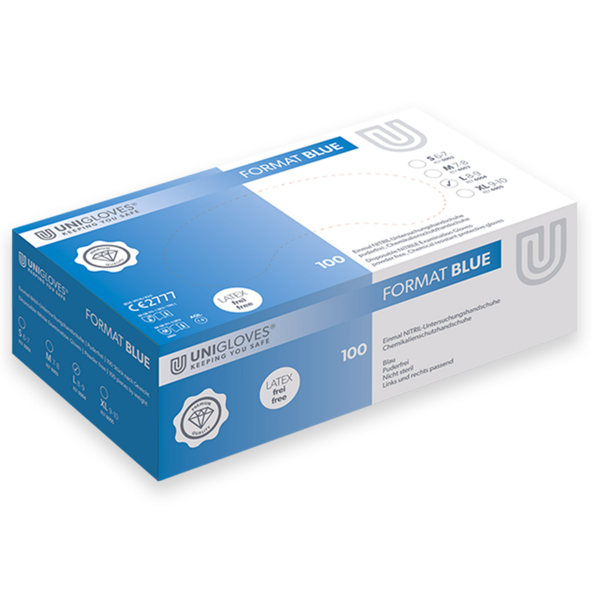 Format Nitril Blue Handschoenen poedervrij L, 100 stuks