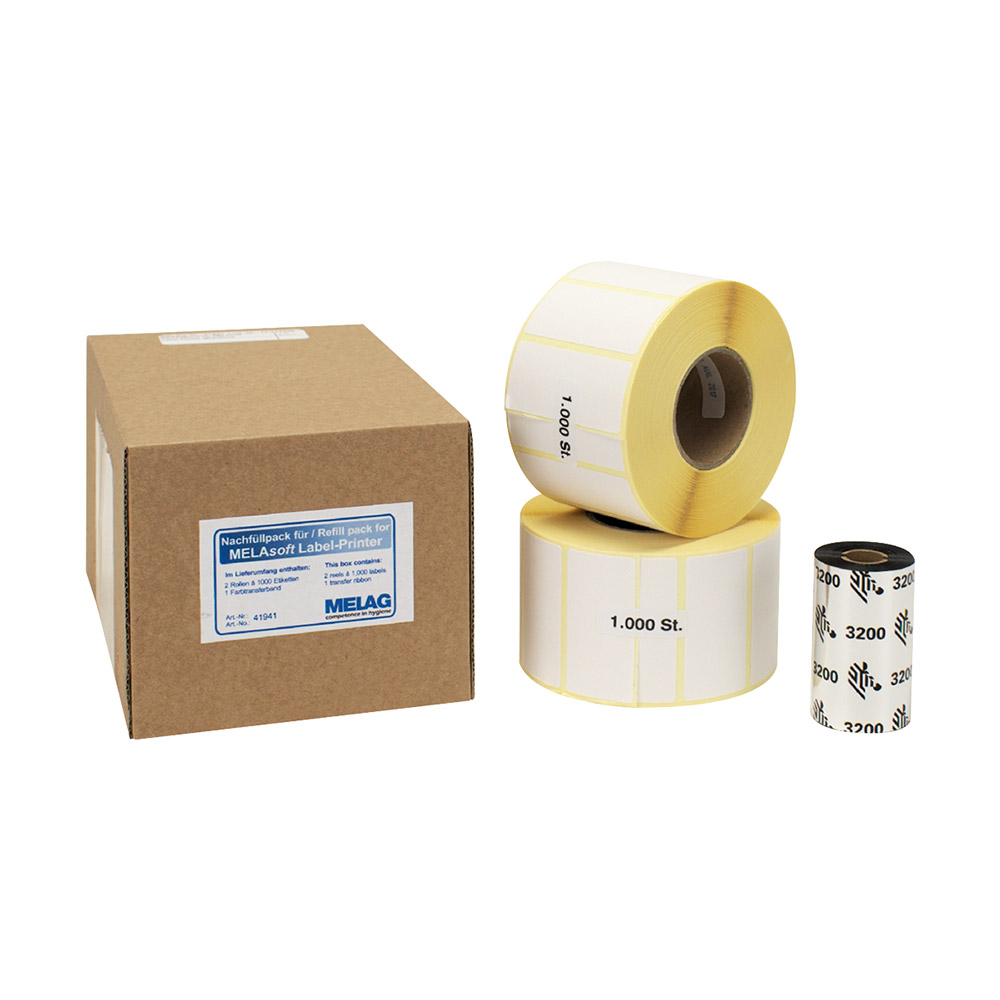 Druckerpapier Melasoft + Farbband, verpakking