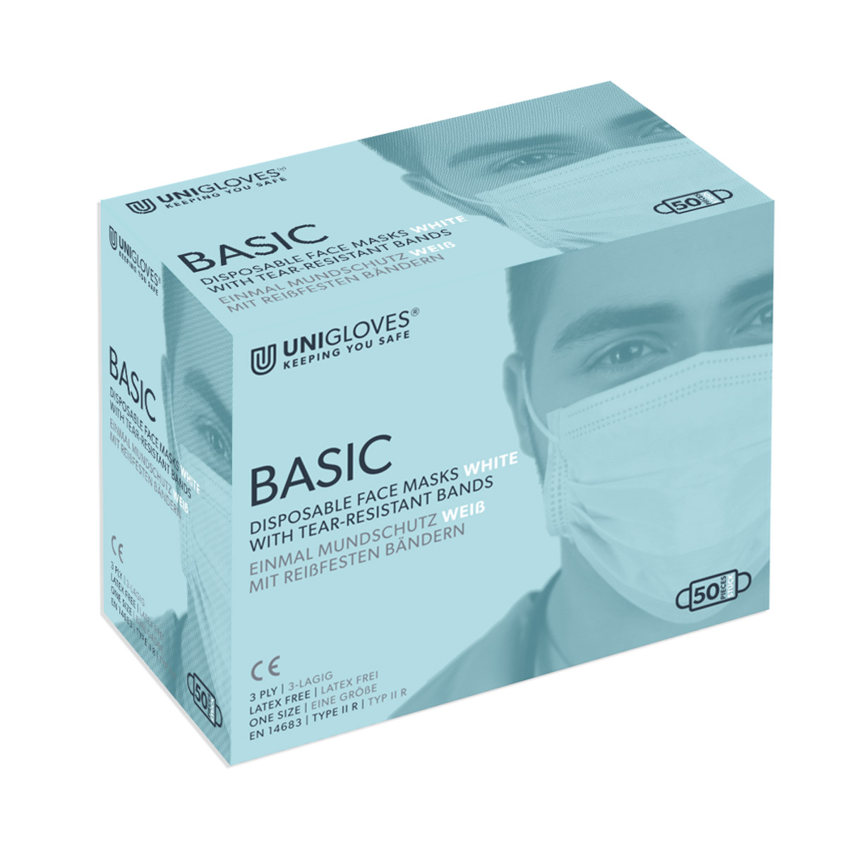 Mondmasker OP Basic wit Band, 50 stuks