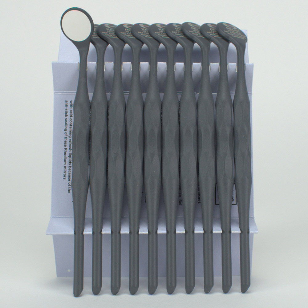 Mondspiegel Relax FS Rhodium 4 vlak antraciet, 10 stuks