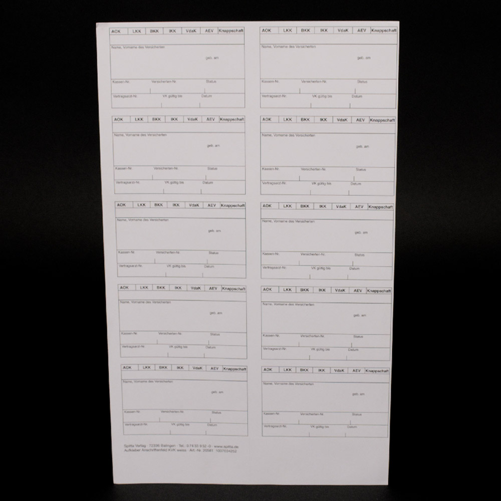 Adresblad volgens KVK zelfklevend 90 x 52 mm wit, 10 stuks