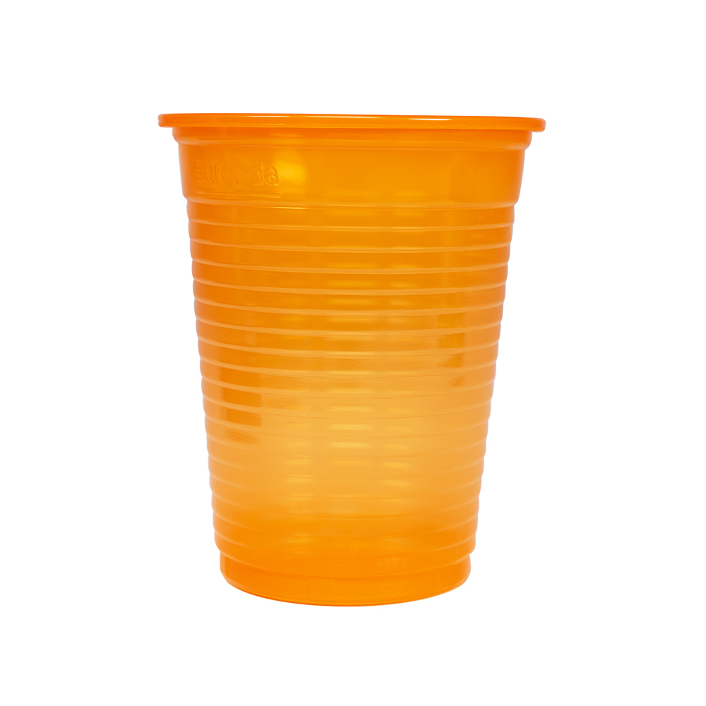 Monoart drinkbeker oranje 200 ml, verpakking van 100 stuks