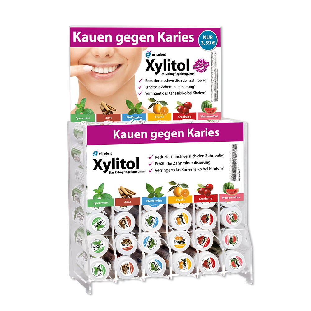 Xylitol Kauwgom, display gesorteerd 6 x 30 stuks blik