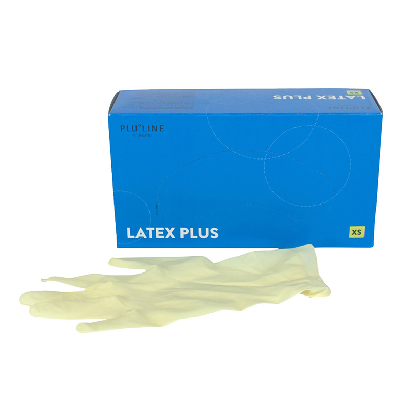 PLULINE Latex Plus handschoenen Gr.XS pdf., 100 stuks