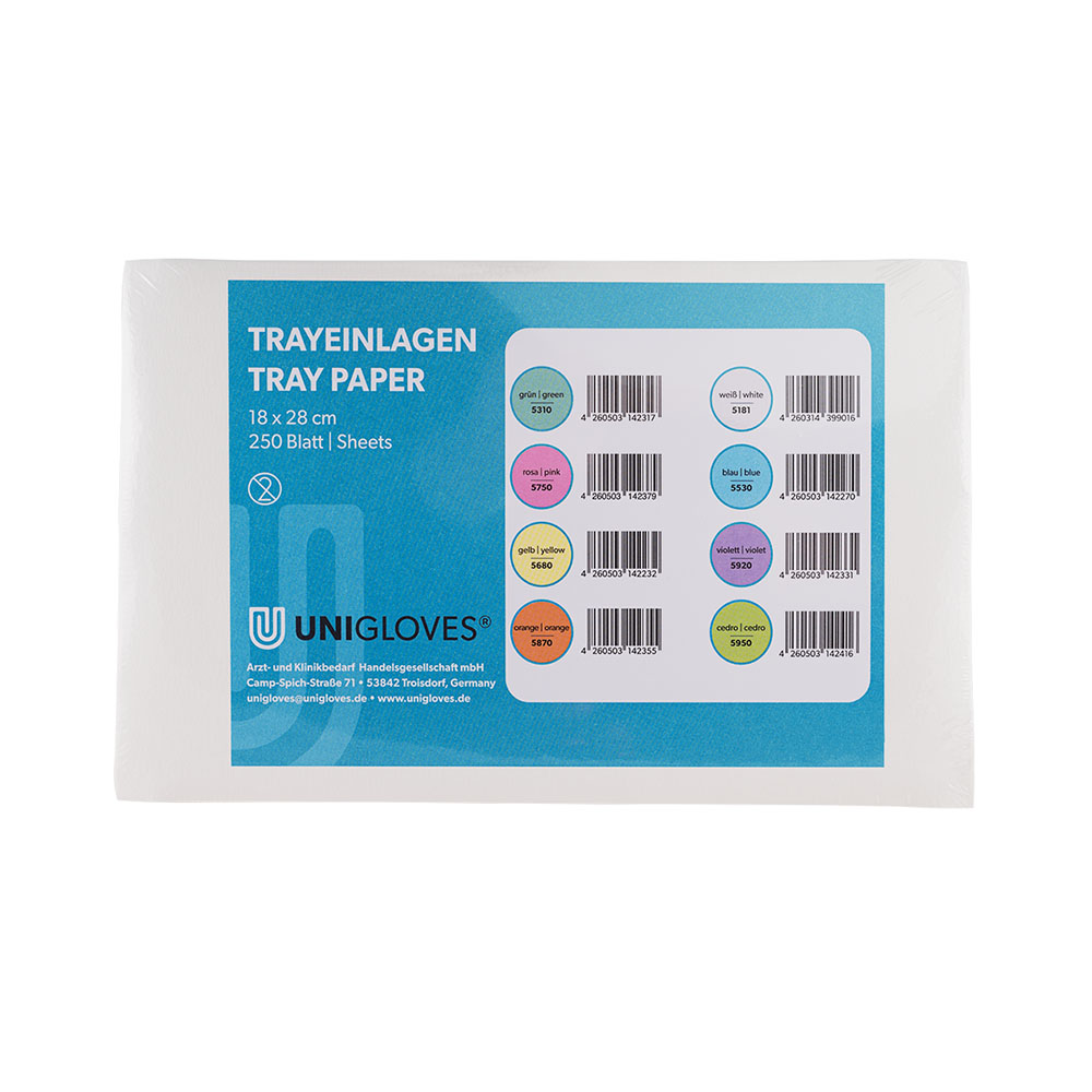 Unigloves Norm Tray-inzetstukken wit 18 x 28 cm, 250 stuks