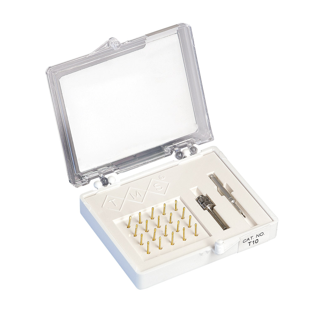 TMS Dubbele pennen Minim 0,525 mm T10 zilver 20 stuks + accessoires, set