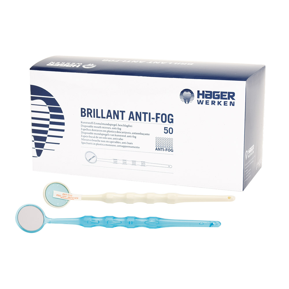 Brillant Anti-Fog mondspiegel blauw-transparant, 50 stuks