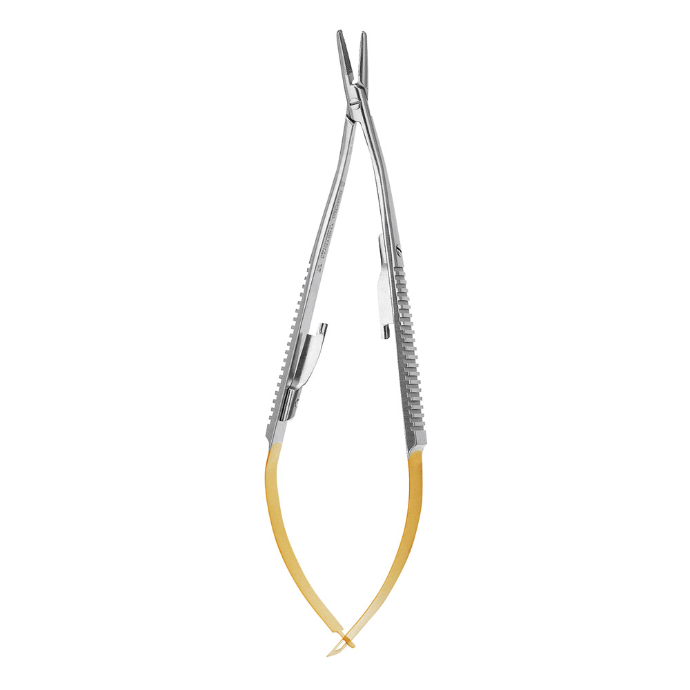 Castroviejo naaldhouder hardmetaal gebogen binnensluiting 18,0 cm, stuk
