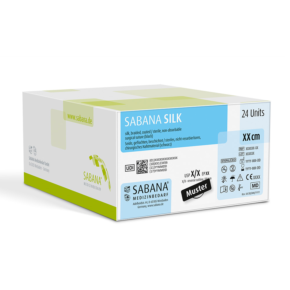 SABANA SILK, zwart, USP 3-0, 75 cm HS-26, 24 stuks