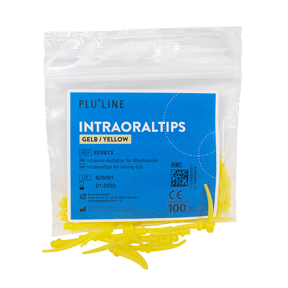 PLULINE Intraoraaltips geel, 100 stuks