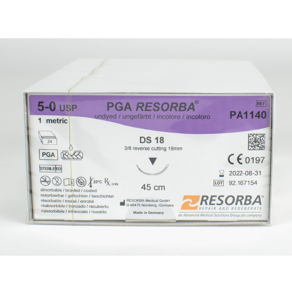 Resorba PGA ongekleurd 5/0 DS18, 24 stuks