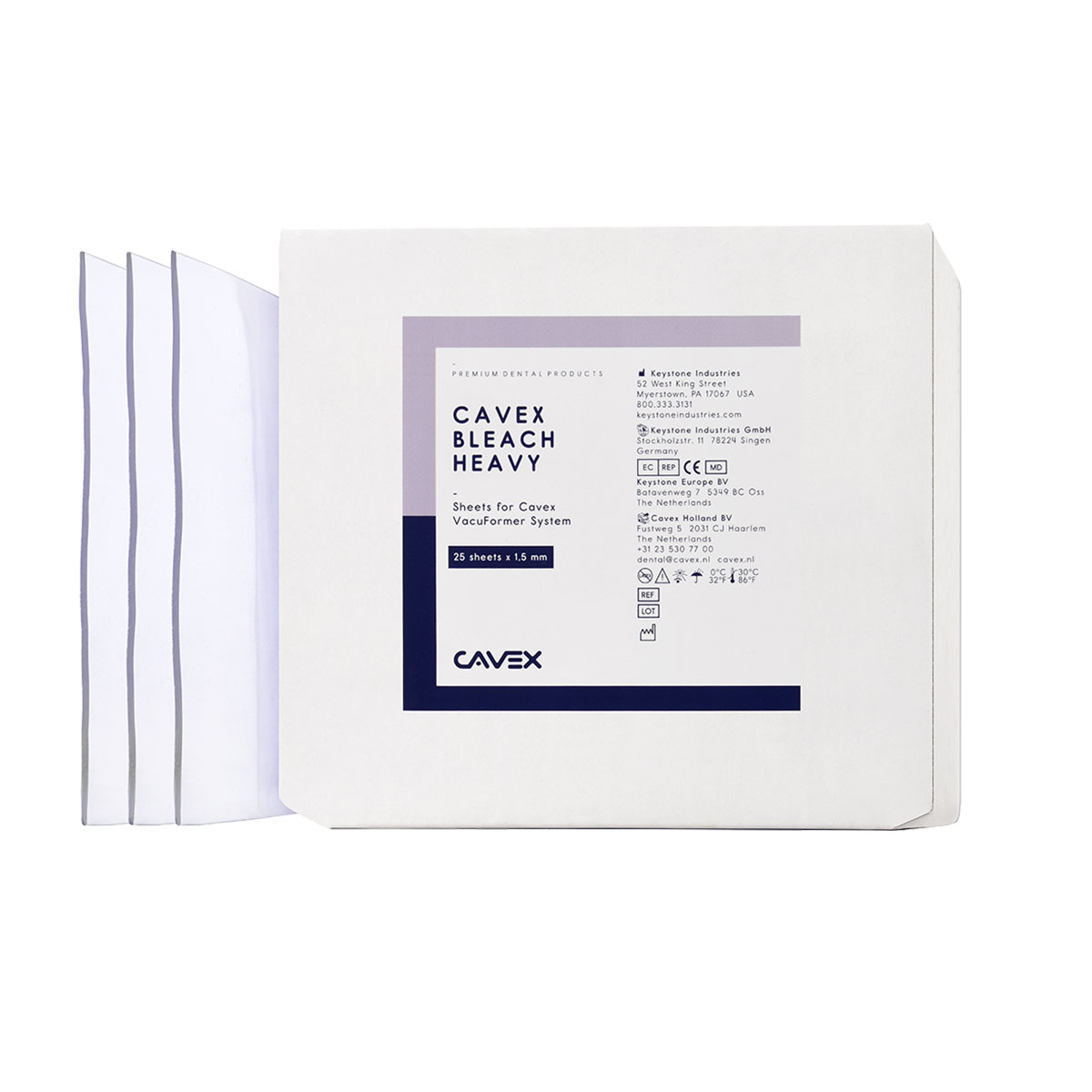 Cavex VF Dieptrekfolie bleach heavy 125 x 125 mm 1,20 mm, 25 stuks