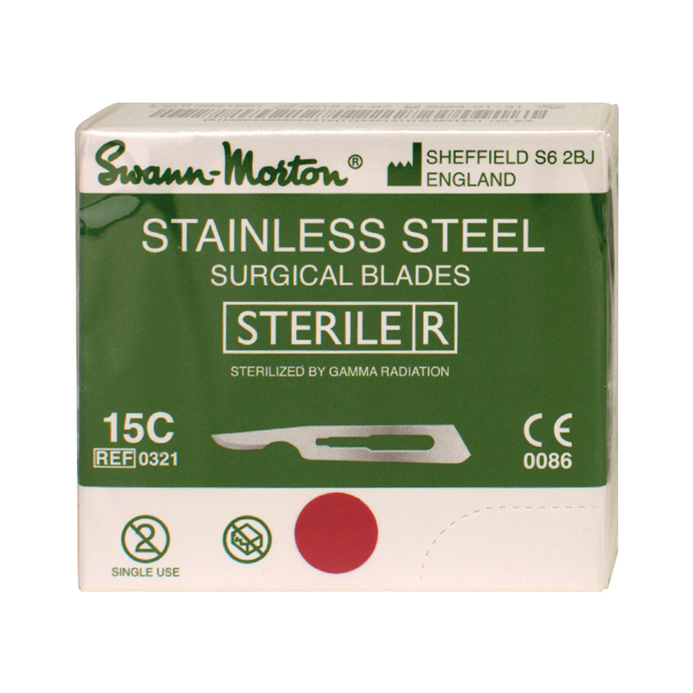 Swann Morton 15C steriele scalpelmesjes, 100 stuks