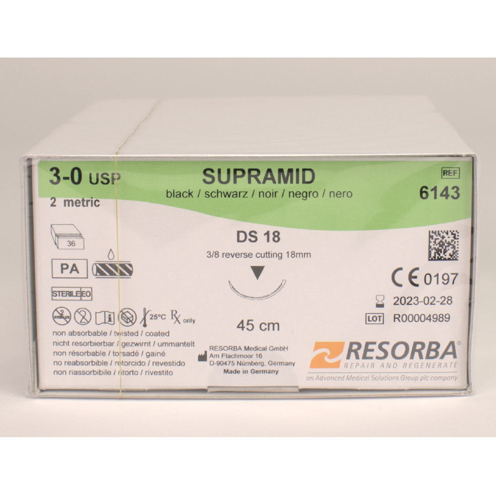 Supramid zwart 3/0 DS-18, 36 stuks