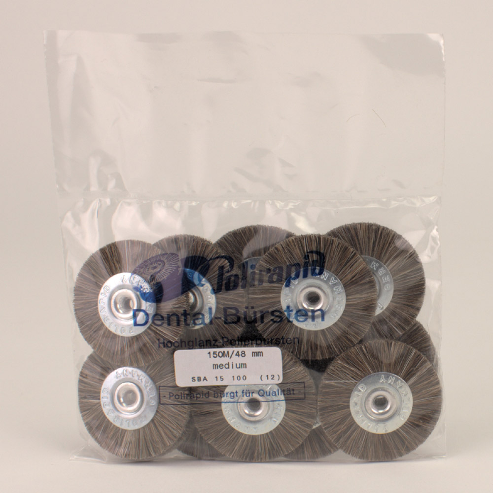 Smalle borstel Aluminiumkern paardenhaar medium 48 mm, 12 stuk