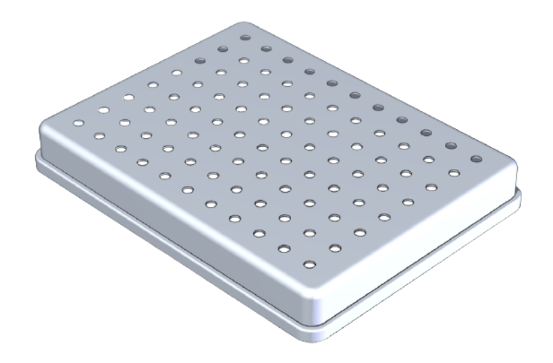 Tray deksel geperforeerd aluminium 18 x 14 x 2,5 cm zilver, stuk