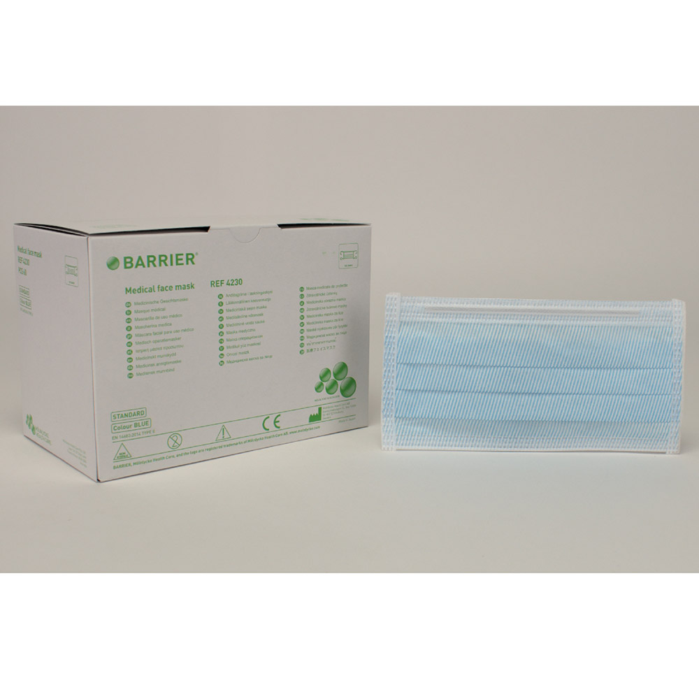 Barrier operatiemasker speciaal hypoallergeen blauw, 60 stuks