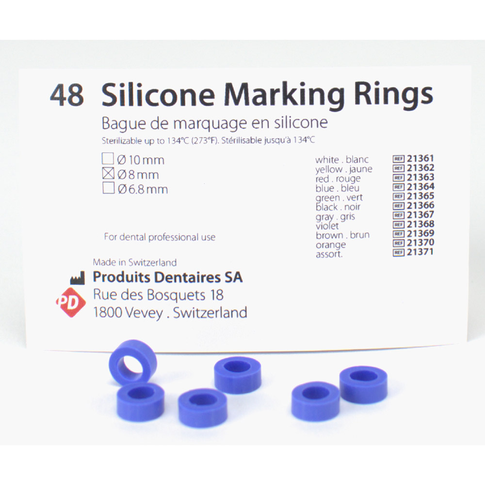 Siliconen ringen 8,0 mm blauw, 48 stuks
