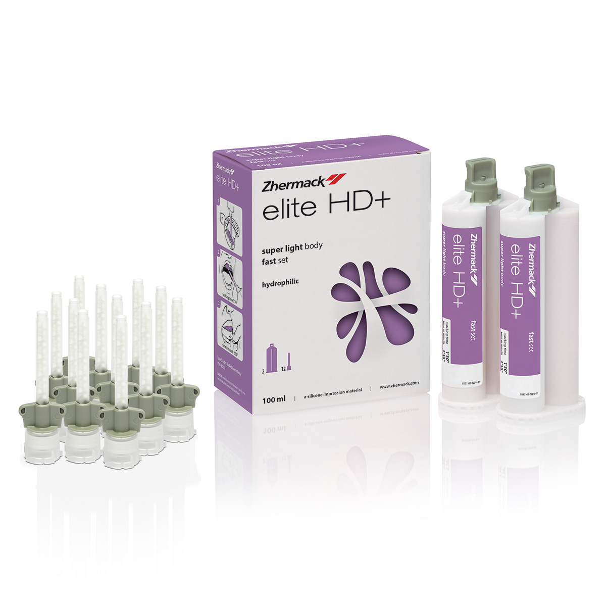 Elite HD+ super light body fast set, 2 x 50 ml patroon, 12 Mixing Tips