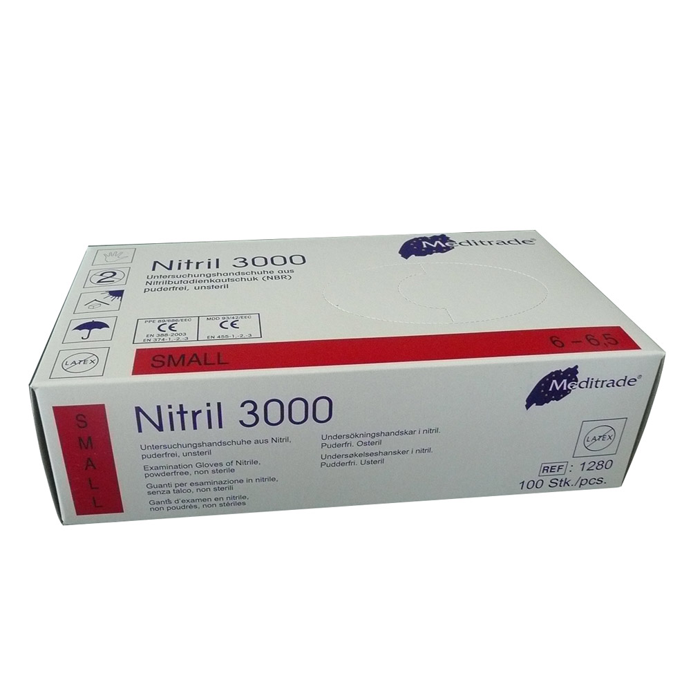 Nitril 3000 handschoenen poedervrij x-long blauw maat L, 100 stuks
