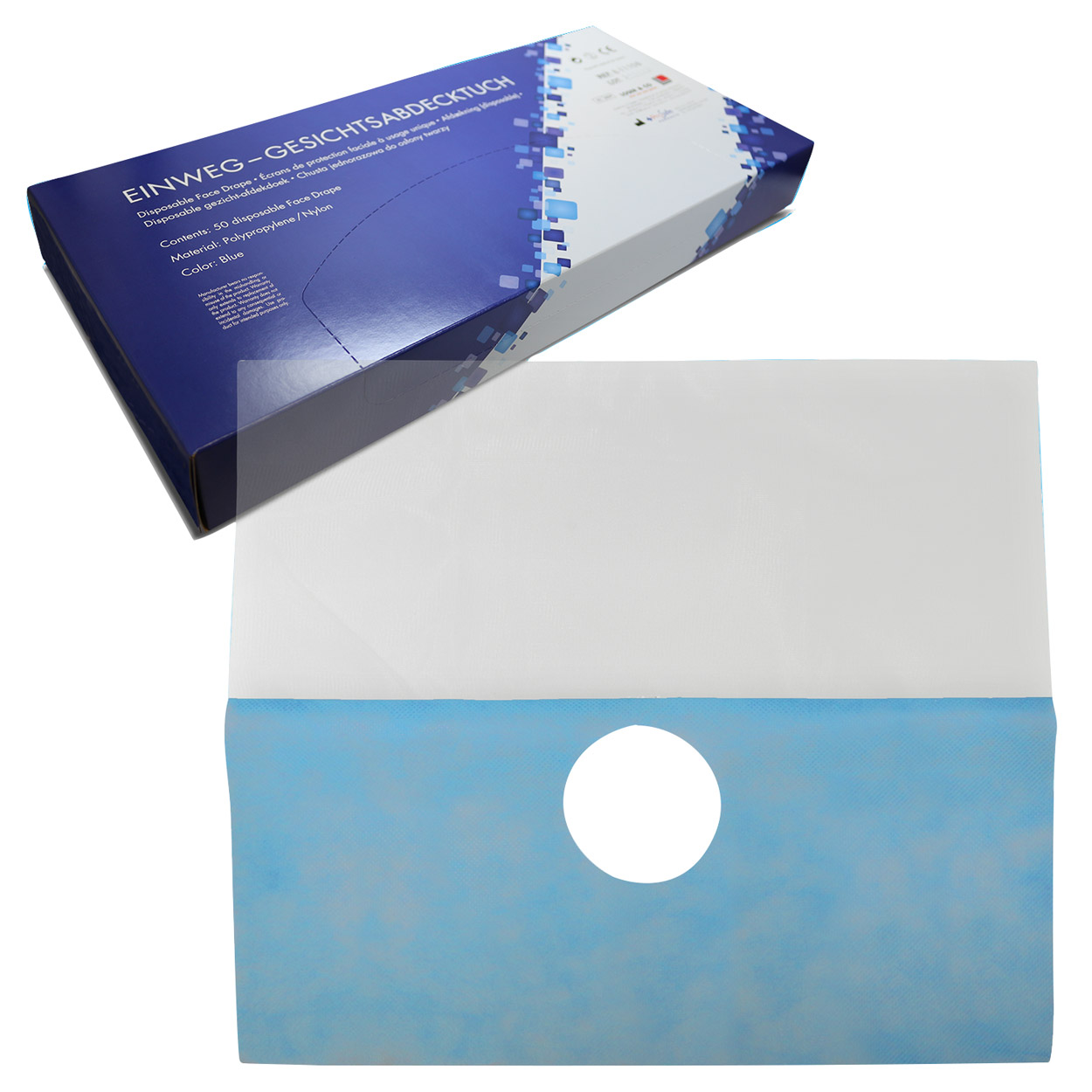 Einweg-Gesichtsabdecktuch blauw, 50 stuks