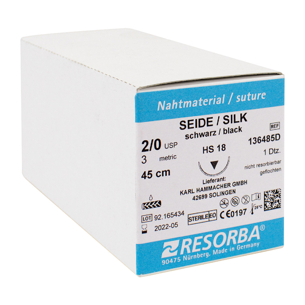 Resorba zijde zwart 3/0 HR22, 12 stuks